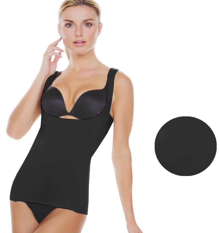 

Женский черный боди Корректирующее белье Бюстгальтер с открытой грудью Майка-майка на бретельках 561003T