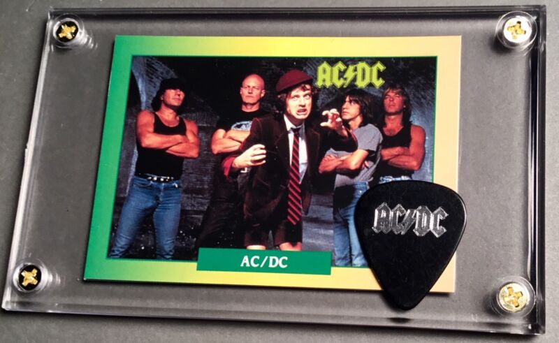 AC/DC Trading card / silver on black 2009 Malcolm Black Ice tour pick display!
