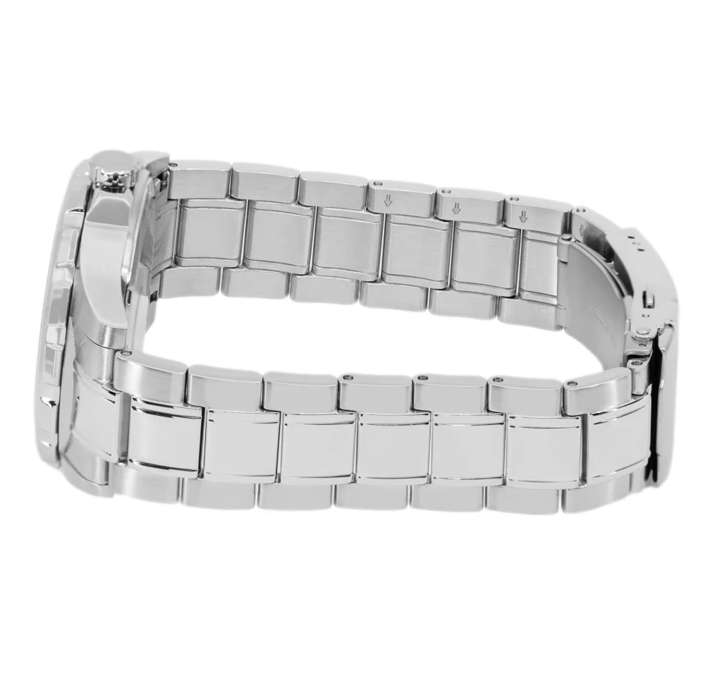 Pre-owned Bulova Marine Star 96b382 Black Dial Date Display Stainless Steel Men's Watch
