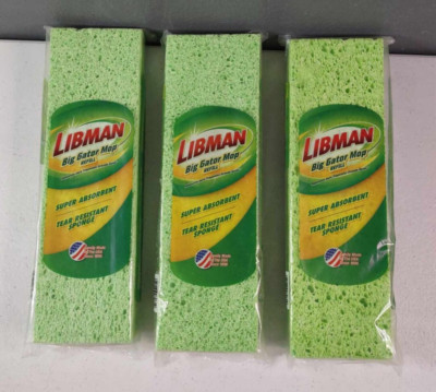 3 Libman Big Gator Mop Refill Super Absorbent Tear Resistant Sponge