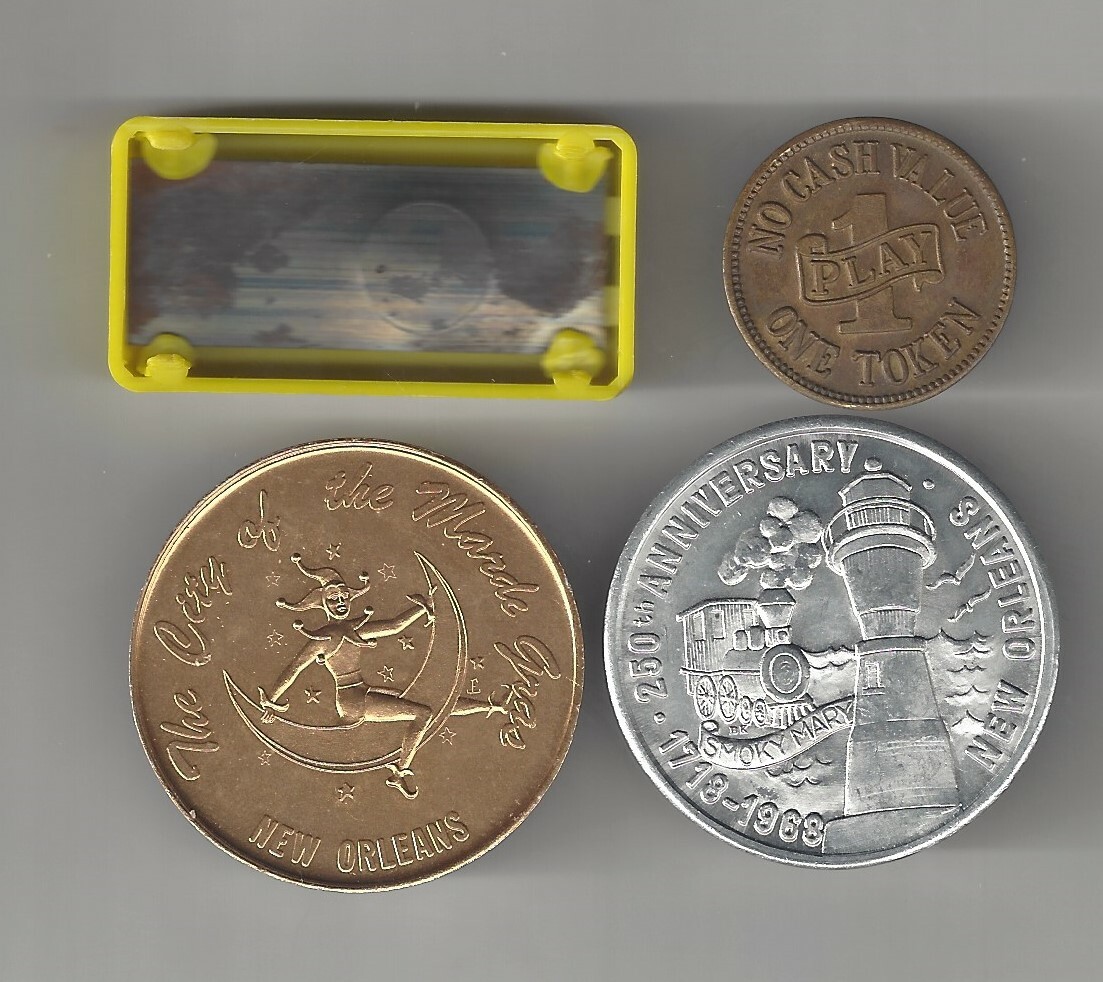 4 PONTCHARTRAIN BEACH AMUSEMENT PARK COINS TOKENS MEDALLIONS ROLLER COASTER LOT