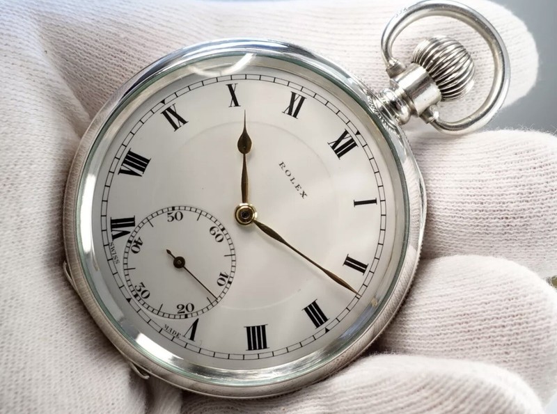 ✅ ROLEX VINTAGE ANTIQUE SWISS SOLID SILVER POCKET WATCH -