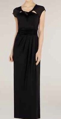 Alexon Size 16 Black Long Evening Dress Beaded Capped sleeves  bnwt 
