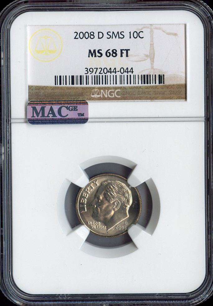 2008 D Roosevelt Dime NGC MS 68 FT SMS Satin QUALITY✔️