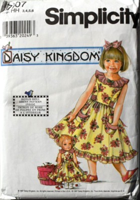 SIMPLICITY PATTERN 7607  DRESSES GIRLS SIZES 3 4 5 6  +  18'' DOLL  PARTIALLY CUT