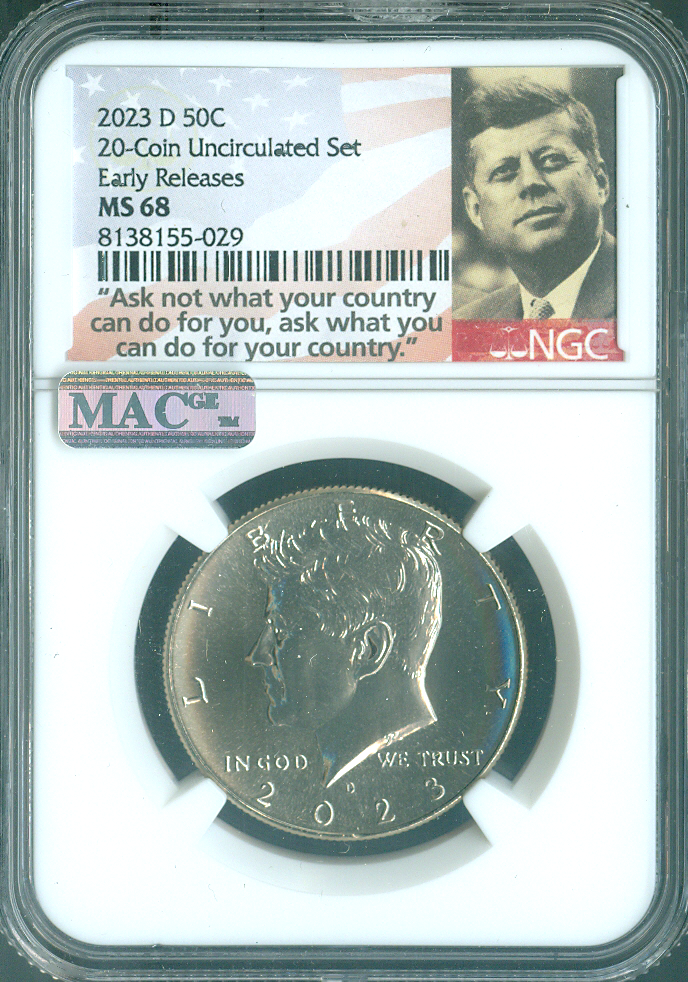 2023 D KENNEDY HALF DOLLAR NGC MS68 E.R. MAC SPOTLESS .