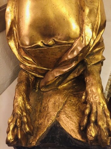 Antique elaborate lady gold gilt madame pompadour sphinx statue greek mythology