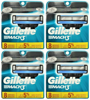 Gillette Mach3 Razor Blade Refills, 8 Cartridges (Pack of 4)