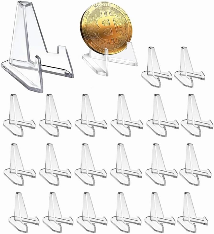 30 Pcs Mini Clear Acrylic Easel Stands, 2.12 Inch Coin Display Stand Card Stands