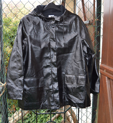 Veste femme noir imper cir vinyl simili grande taille 54 Castaluna zaza2cats