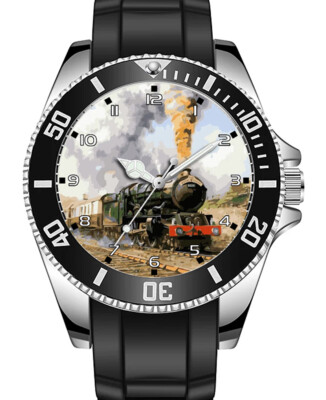 Retro Steam Train Engine Art Railway Rare Collectible Unisex Sport Watch UK FAST