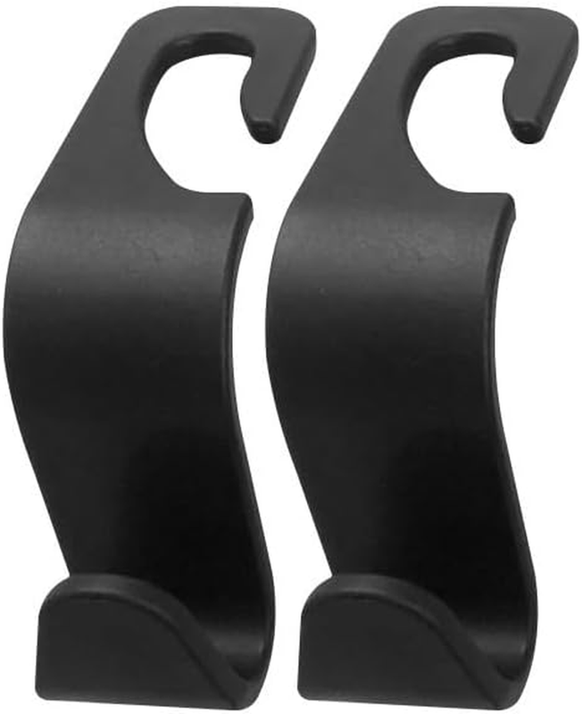 2 Pack Car Seat Headrest Hooks, Universal Vehicle Storage Hook, Leather with Met