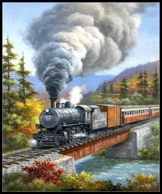 Chart Needlework Crafts DIY - Counted Cross Stitch Patterns - Train Crossing