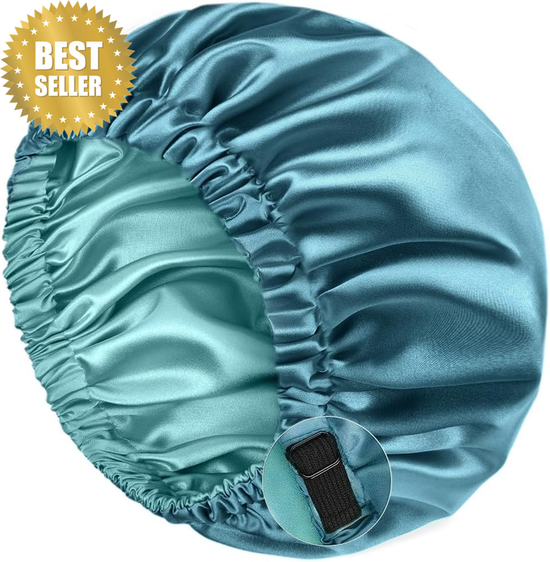 Satin Bonnet Sleep Bonnet Cap - Extra Large, Double Layer, Reversible, Adjustabl