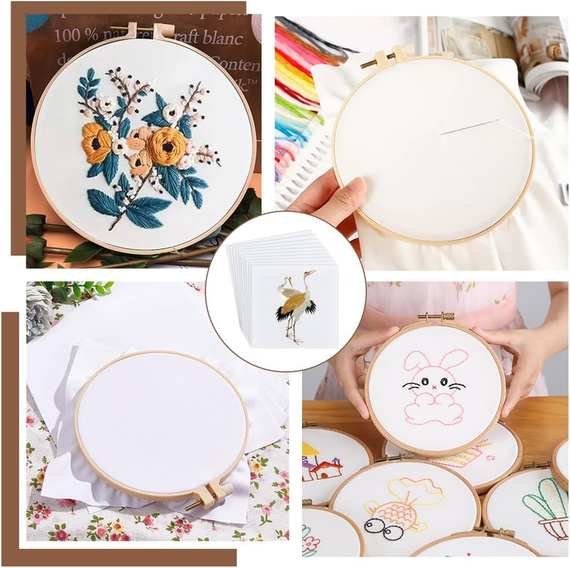 10 Pcs White Cotton Embroidery Fabric, 30cm/12" Square Ramie Cotton Cloth for Ha