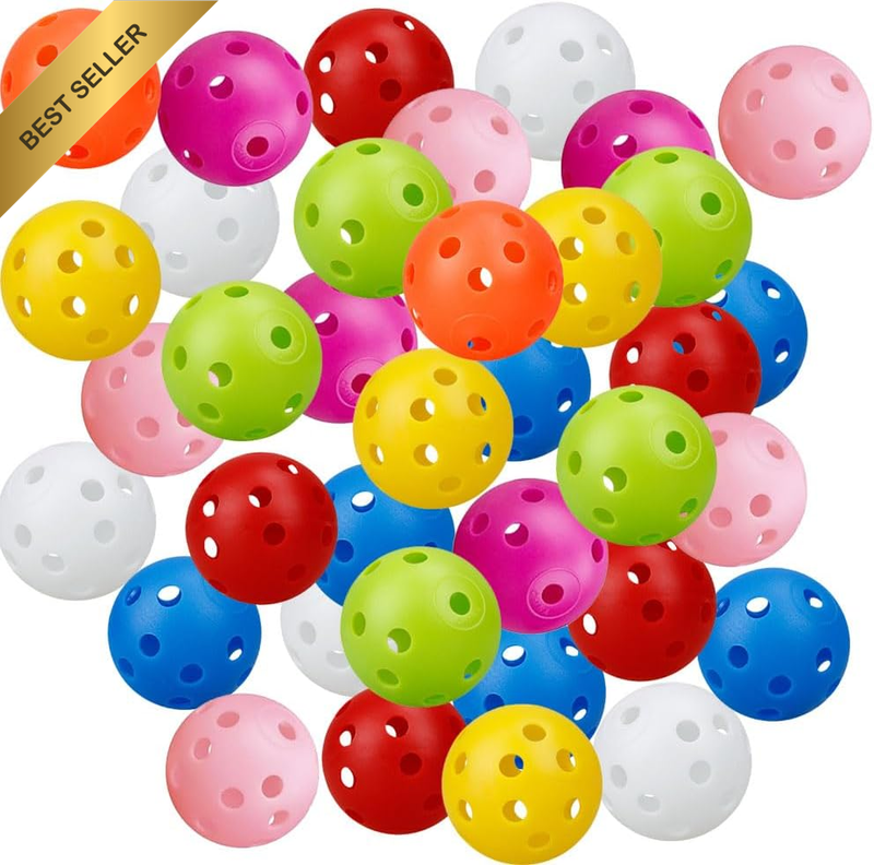 Practice Golf Balls 40 Pack, 42Mm Hollow Airflow Plastic Golf Ball for Backyard,