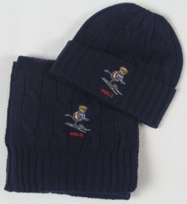 Polo Ralph Lauren Collectable Navy Teddy Bear Skiing Scarf