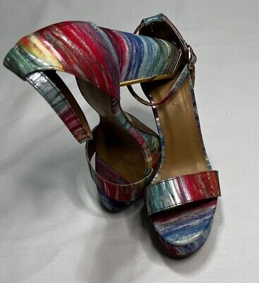 BAMBOO Metallic Rainbow Multi-color Women's Platform ULTRA Heel - Size 7