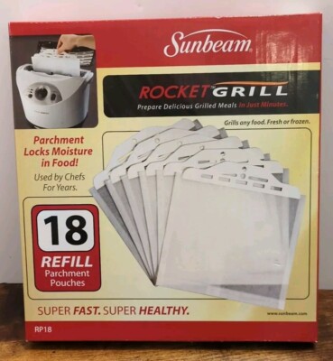 NEW Sunbeam Rocket Grill Parchment Pouches Refill Bags 18 Pack 