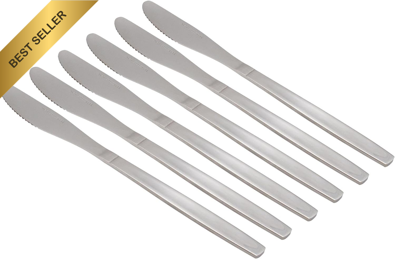 Stainless Steel Dinner Knives - Set of 6-22Cm Silver Table Knives - High Polish 