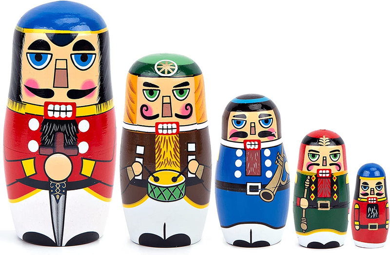 Amor Christmas Russian Wooden Matryoshka Nutcracker Wooden Nesting  Toy