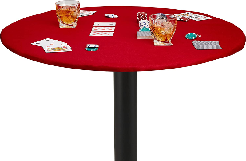 Felt Card Table Red Game Cover Tablecloth Elastic Fitted Fits round Tables
