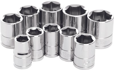 Metric Socket Set Shallow 10 Pc 3/8'' W38202 by Performance Tool
