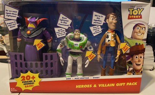 NIB Rare TALKING Toy Story HEROES VILLAIN GIFT 3-PACK