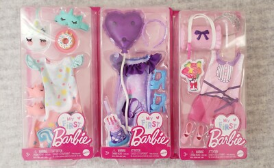 My First Barbie Clothes Outfits Lot Of 3 NEW Pajamas Ballerina Party Dress