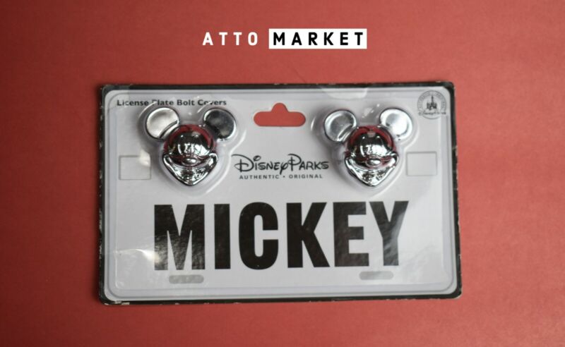 Disney Parks Silver Mickey Mouse License Plate Bolt Covers Disneyland