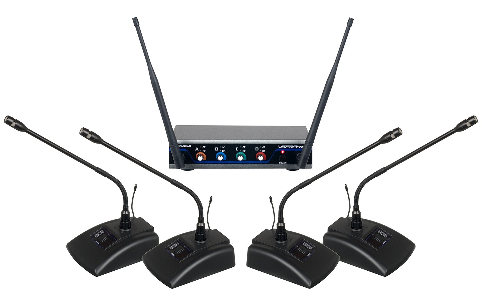 VocoPro, 4 Wireless Microphone System, XLR Connector, Black,