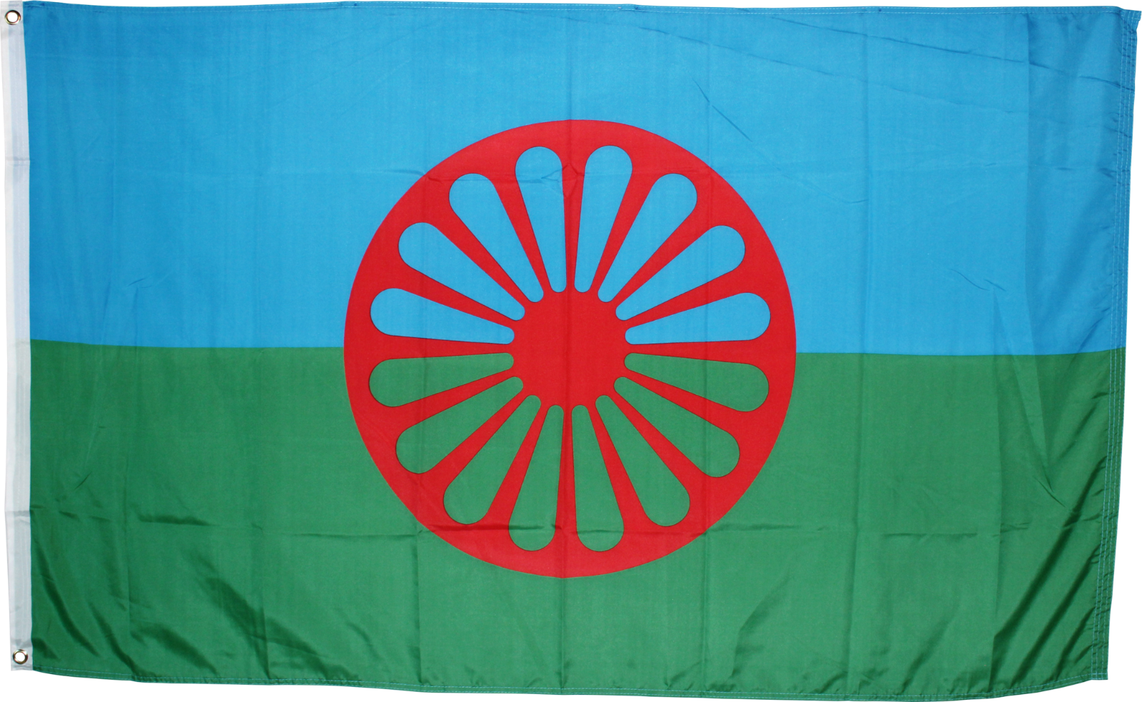 Roma Flag 3x5 ft Gypsy Romani People Banner Romany Gypsies Wheel Chakra Blue