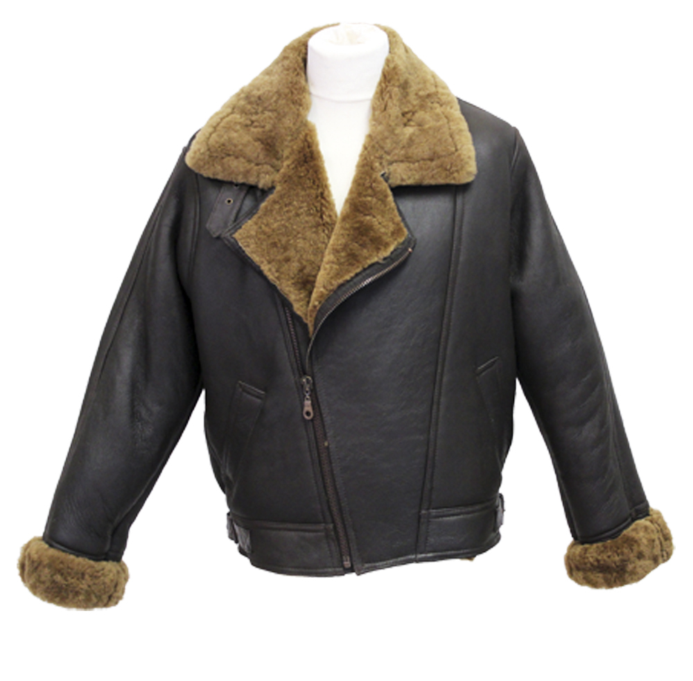 Pre-owned Infinity Crosszip B3 Ginger Sheepskin Leather Flying Aviator Bomber Shearling Jacket In Brown