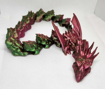 3D Printed Articulated Dragon Snake Multicolor