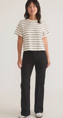 Marine Layer NWOT Bridget Twill Flare Pants In Faded Black Womens Size 12