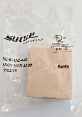 Suttle SE-625A2-4-50 4 Conductor Modular Jack Sticky back or screw in Ivory 