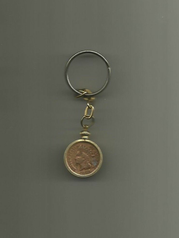 Indian Head Penny Cufflinks, Tie Pin, 2 Key Chain Rings, 1902, 03, 06, 08 Cents