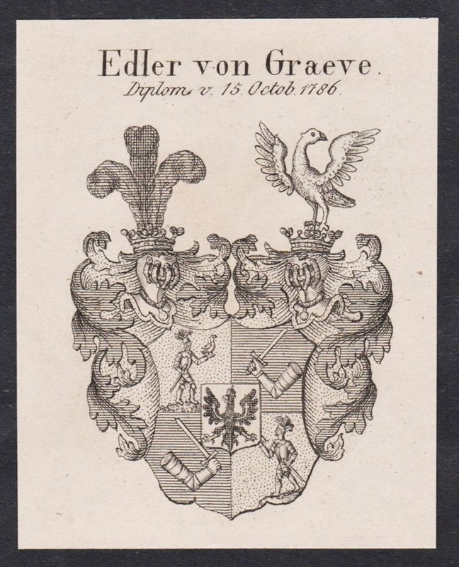 Graeve Armoiries Coat Of Arms Heraldry HÃ©Raldique Genealogie Gravure Sur Cuivre