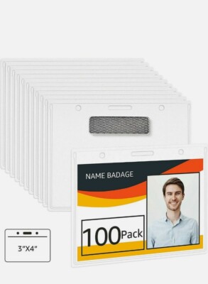 AMAZON BASICS magnetic name badge holder 4'' X 3'' 100 per box NEW OPEN BOX