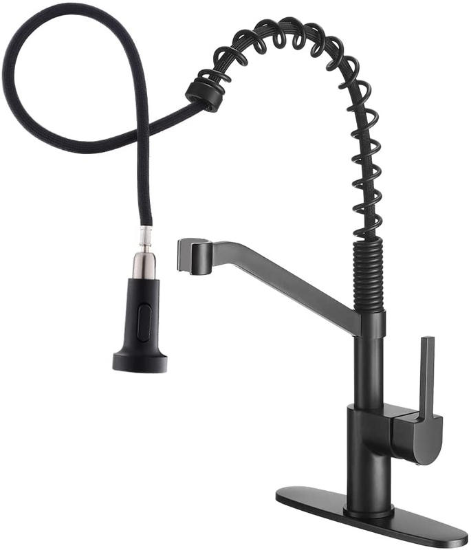 With Pull Down Sprayer Solid Brass Matte Black Industrial Si