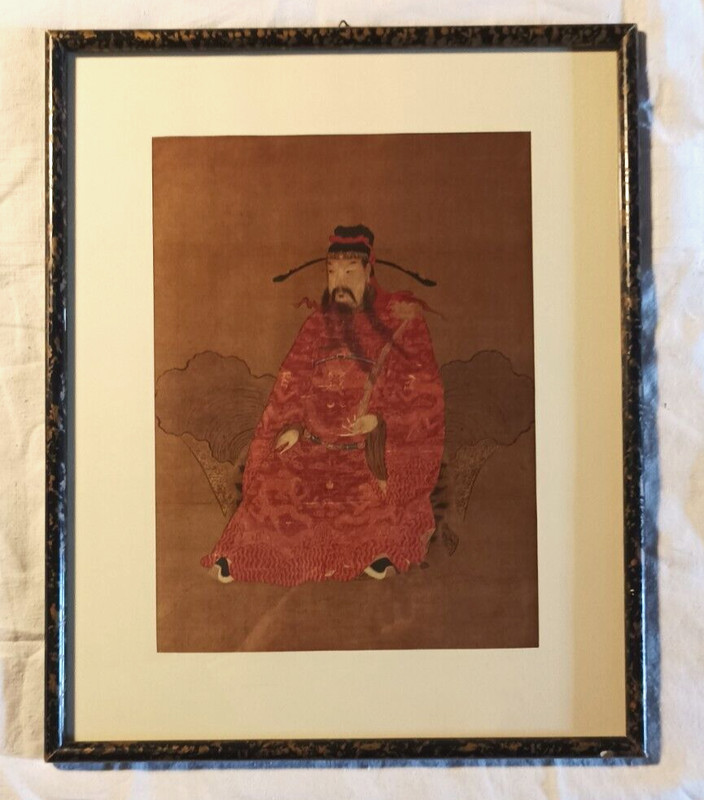 Tableau Peinture Sur Soie D'Un Empereur Chinois
