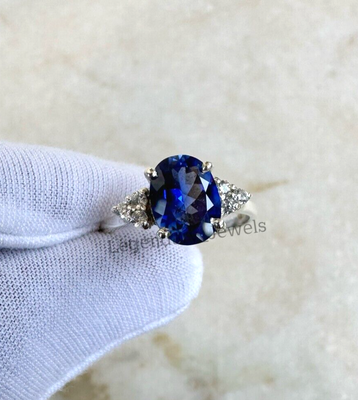 Silver engagement rings shop with sapphire