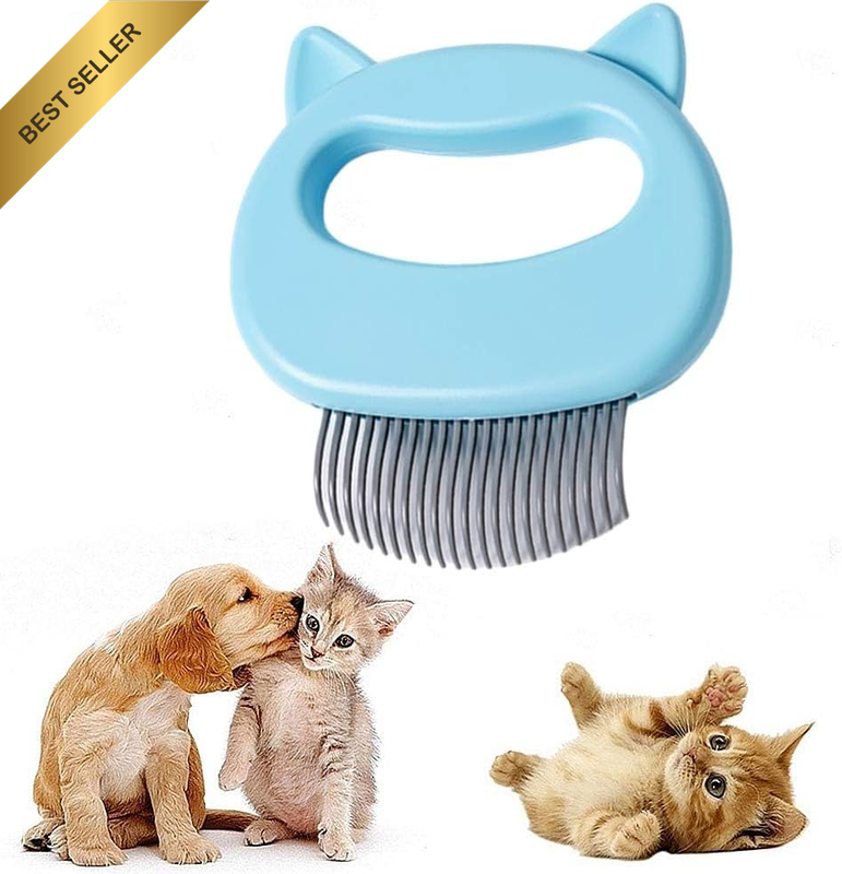 Cat Comb Pet Short & Long Hair Removal Massaging Shell Comb - Soft Deshedding Br