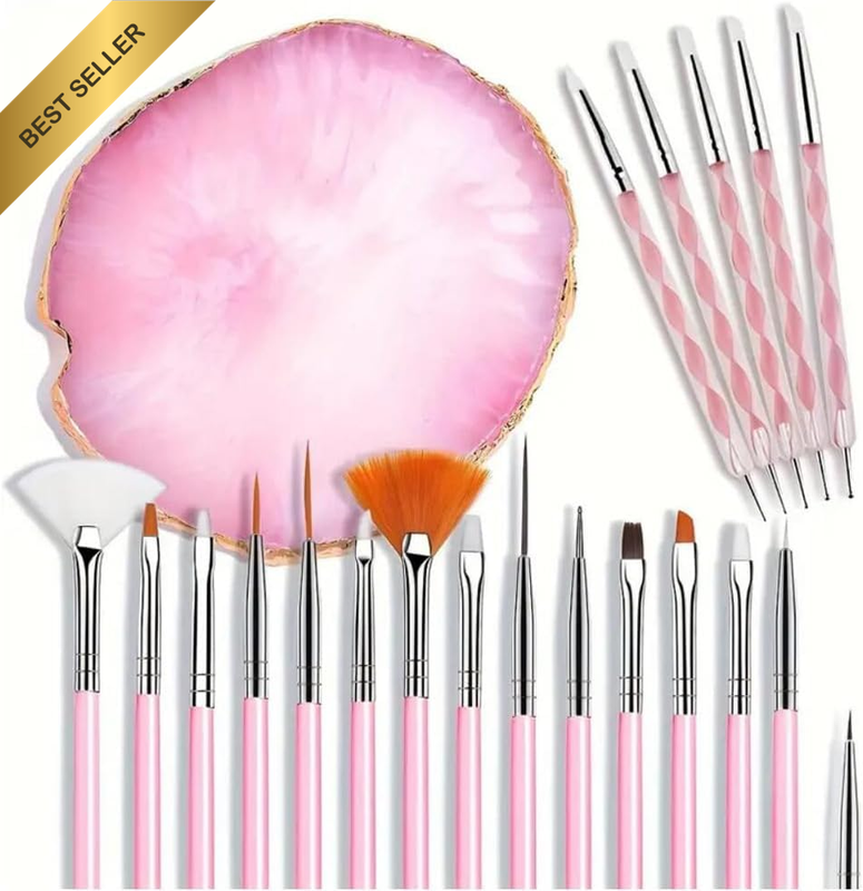 Nail Art Design Tools - 15Pcs Painting Brushes Set with 5Pcs 2-Way Dotting Pens