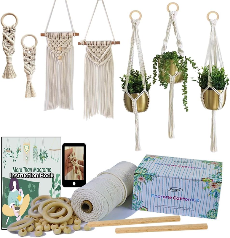 Macrame Kit for Beginners Macrame Cord 3mm 328 Feets Macrame Starter Kit with Wo