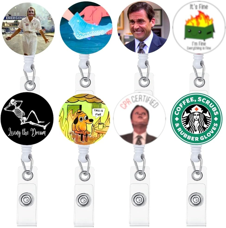 8Pc Funny Badge Reel Retractable for Nurse, Nurses, Medical & Nursing