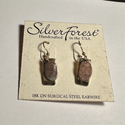 NWT Silver Forest Hand Crafted Two Tone Pierced Dangle Drop Earrings