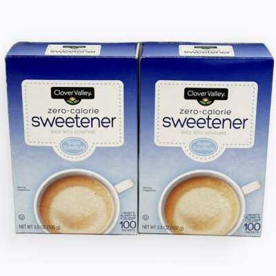 2X Clover Valley Zero Calorie Sweetener Sugar Free 100 Sachet Packets