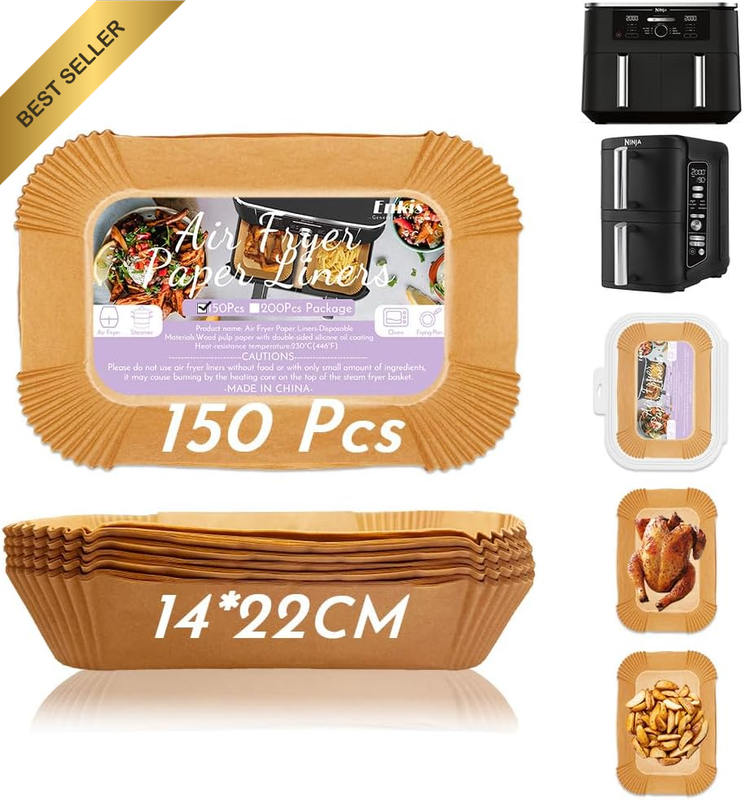 Air Fryer Liners, 150Pcs Non-Stick Bpa-Free 14 * 22CM Rectangular, Disposable Ai