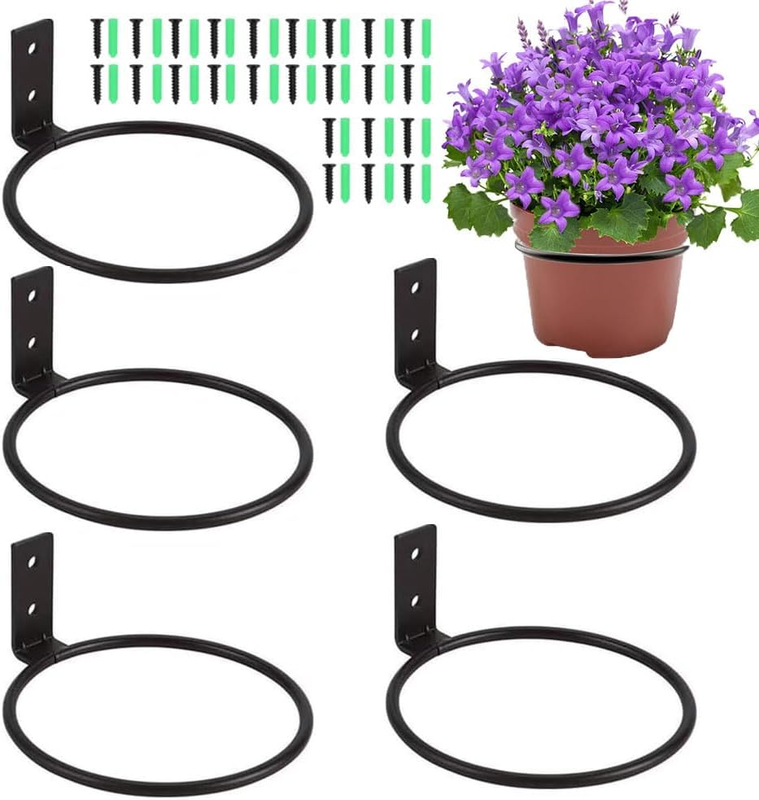 6 Pcs Flower Pot Holder Ring, 4 Inch Plant Pot Support Holder Ring for Wall Moun